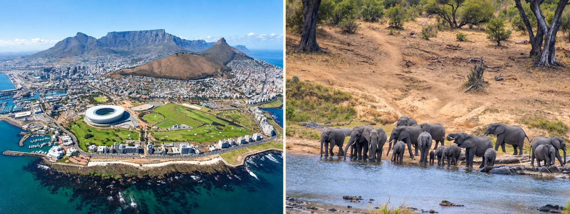 Combinar Ciudad del Cabo y Kruger en itinerarios de 8 y 10 días