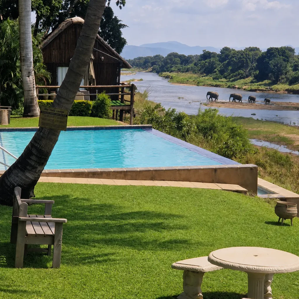 Accommodation in Malelane with views of the Crocodile River and elephants near Kruger National Park